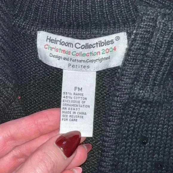 Heirloom Collectibles Vintage 2004 Christmas Sequin Cardinal Print Petite Large - Picture 7 of 8